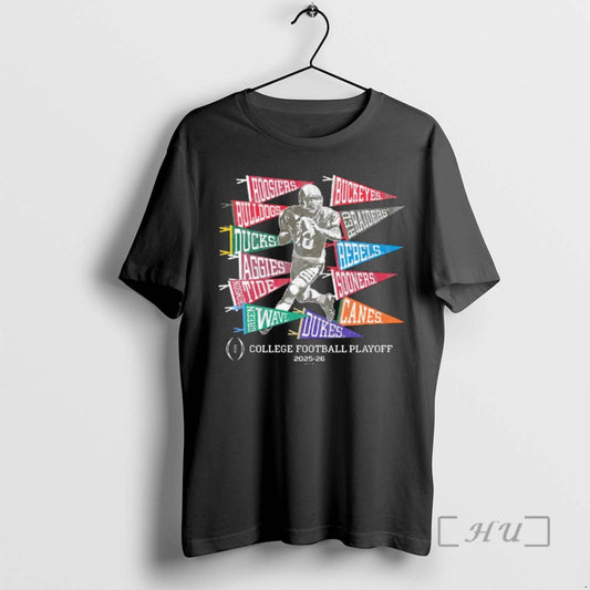 Officials 12 Teams College Football Playoff 2025 26 Pennants Football Player Premium T Shirts Sweater Hoodie, Sweatshirt