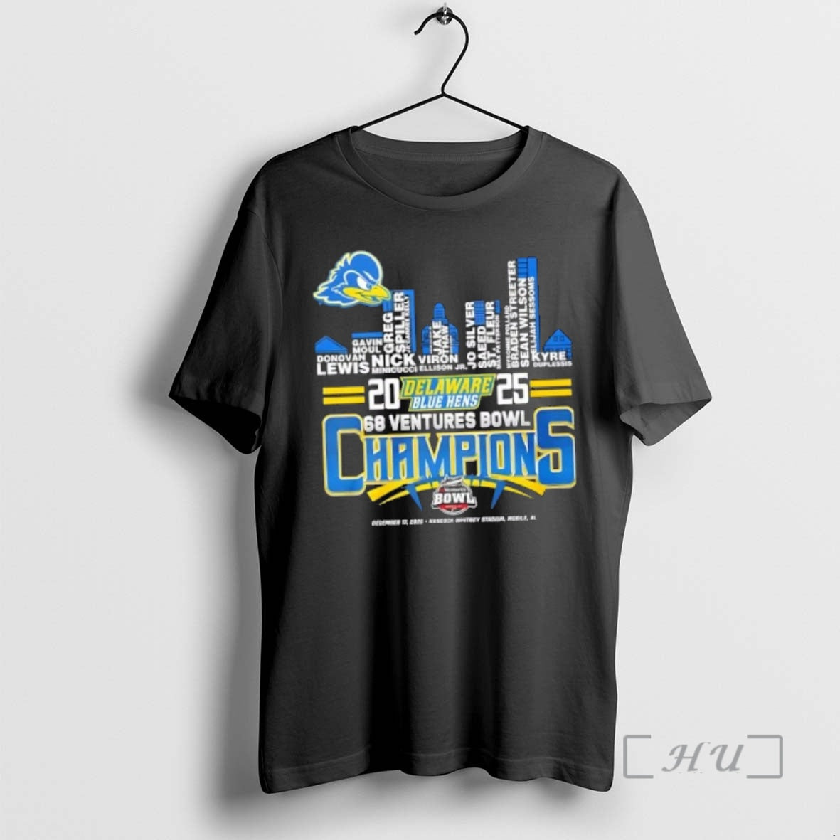 Officials 2025 68 Ventures Bowl Champions Delaware Blue Hens All Names City Skyline Premium T-Shirts, Hoodie, Sweatshirt