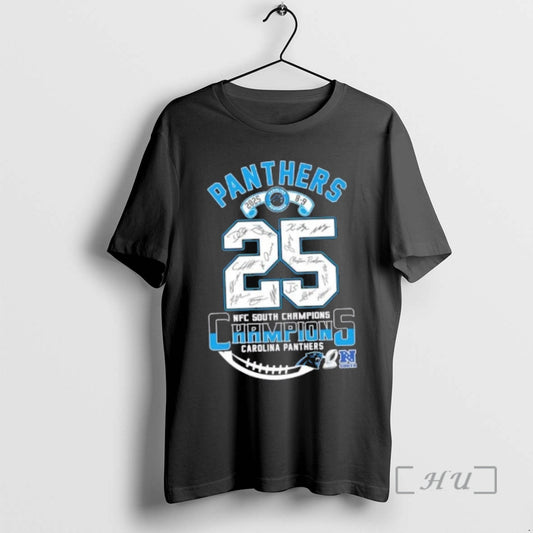 Officials 2025 8 9 Nfc South Division Champions Carolina Panthers All Signatures Premium T Shirts Hoodie, Sweatshirt
