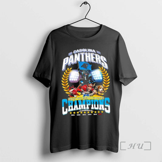 Officials 2025 Carolina Panthers Win Nfc South Champions Mascot Football Graphic Premium T Shirts Sweater Hoodie, Sweatshirt