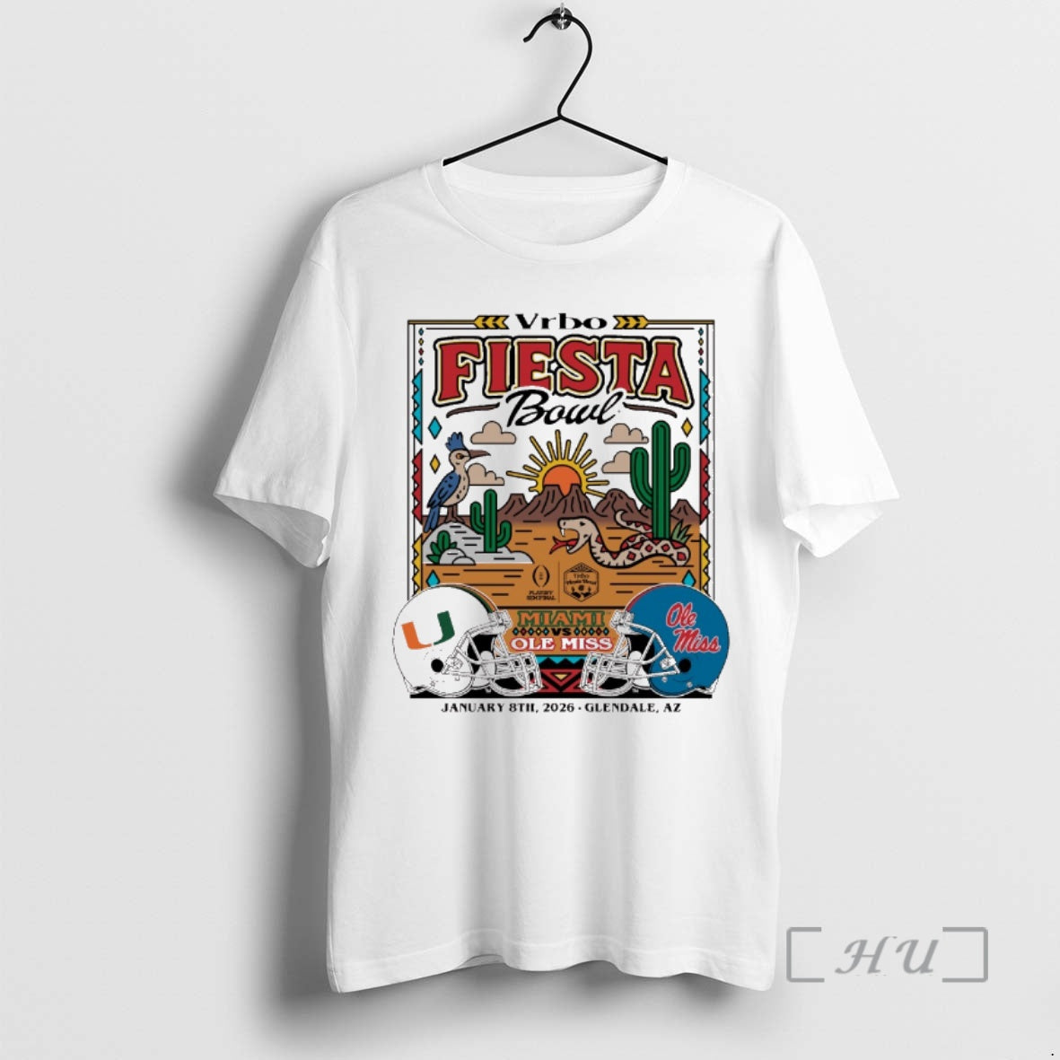 Officials 2026 Vrbo Fiesta Bowl Miami Vs Ole Miss Matchup Desert Dudes Glendale Az Premium T-Shirts, Hoodie, Sweatshirt