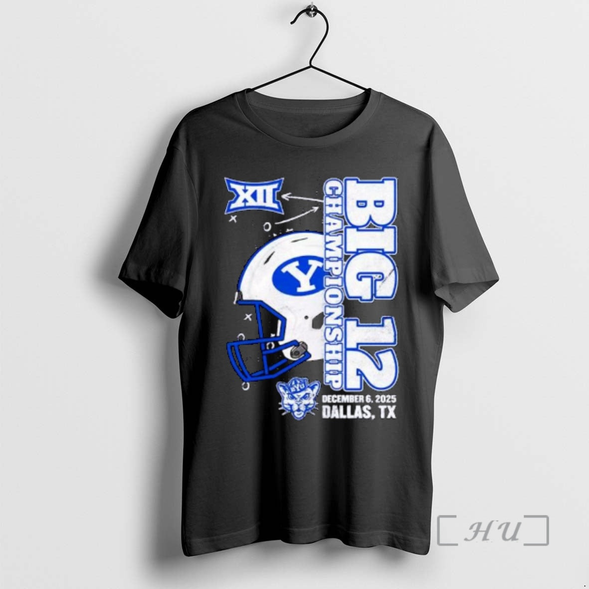 Officials Byu Cougars 2025 Big 12 Football Championship Vertical Helmet Ornaments Premium T Shirts Sweater Hoodie, Sweatshirt
