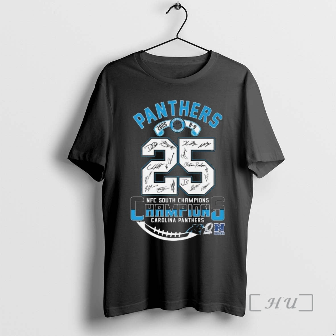 Officials Carolina Panthers 2025 8 9 Nfc South Division Champions Signatures Premium T Shirts Sweater Hoodie, Sweatshirt