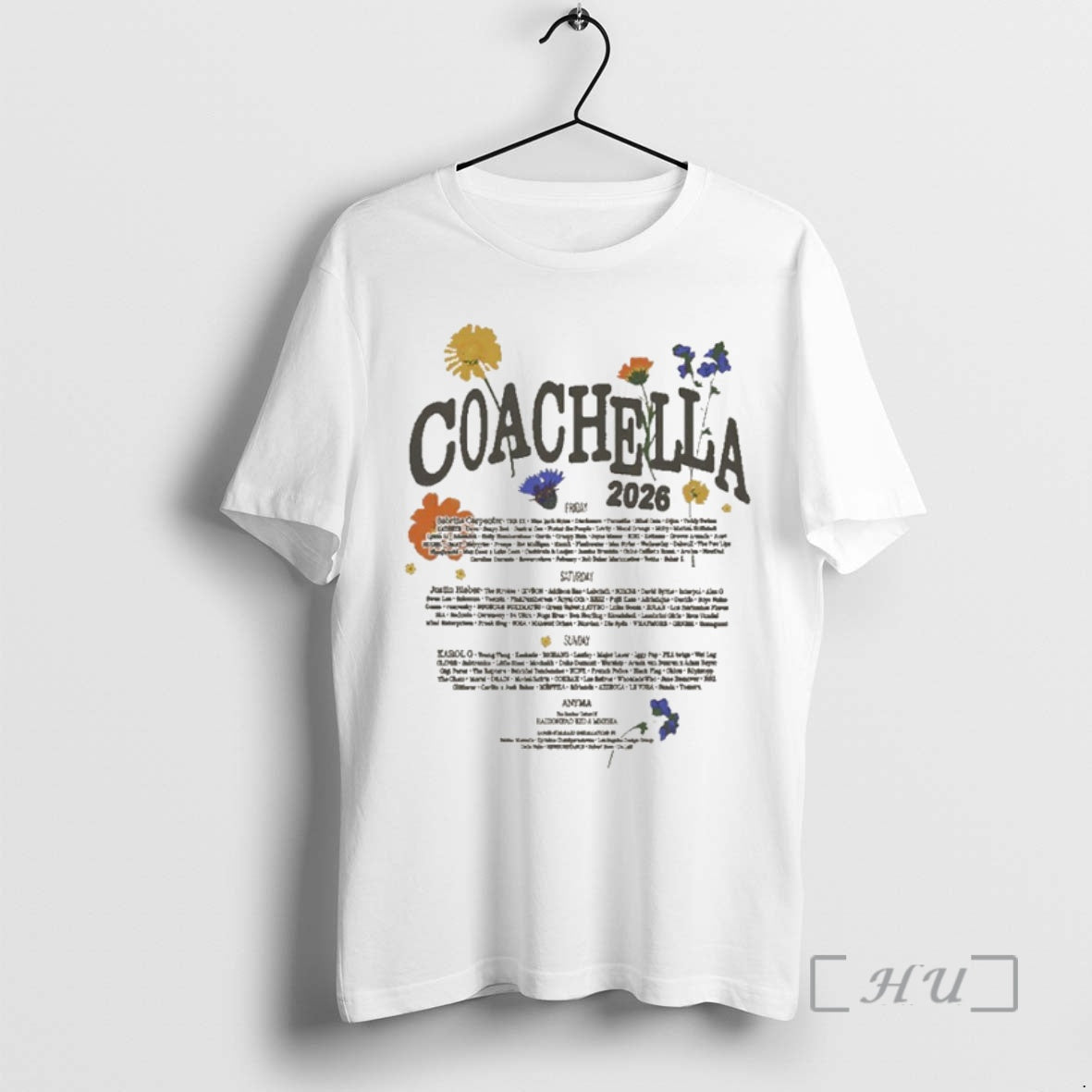 Officials Coachella Pressed Flowers 2026 Lineup Shirts
