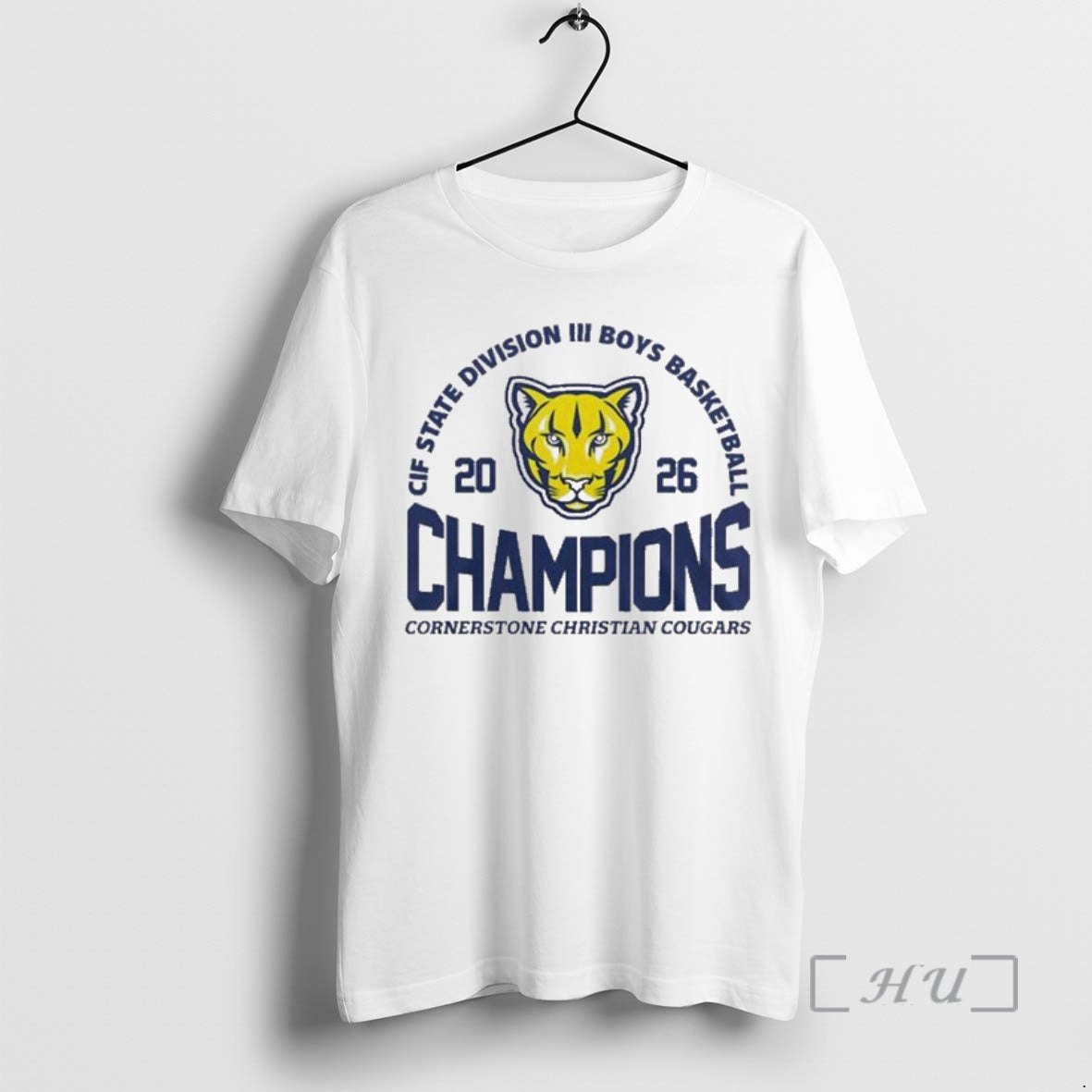 Officials Cornerstone Christian Cougars 2026 Cif State Division Iii Boys Basketball Champions Premium T Shirts
