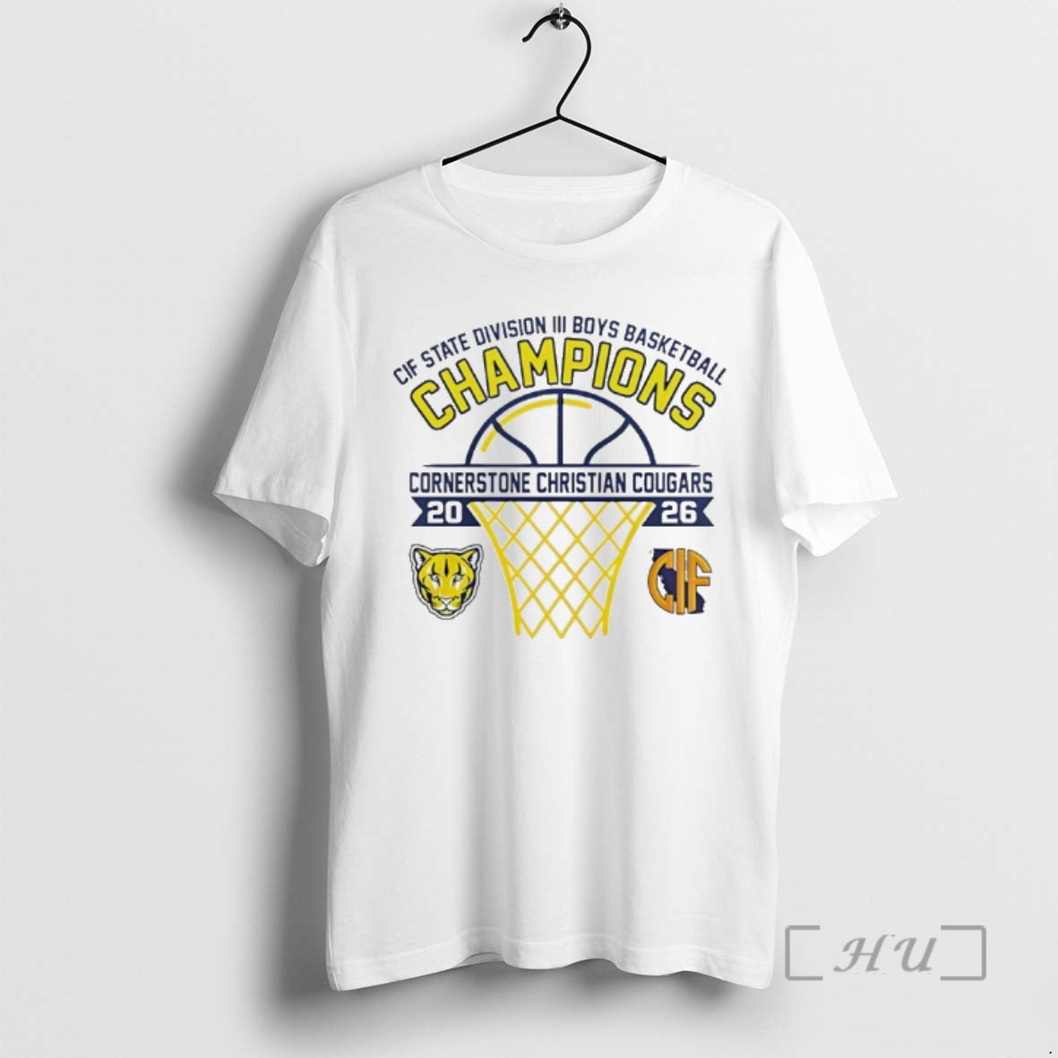 Officials Cornerstone Christian Cougars 2026 Cif State Division Iii Mens Basketball Champions Premium T Shirts