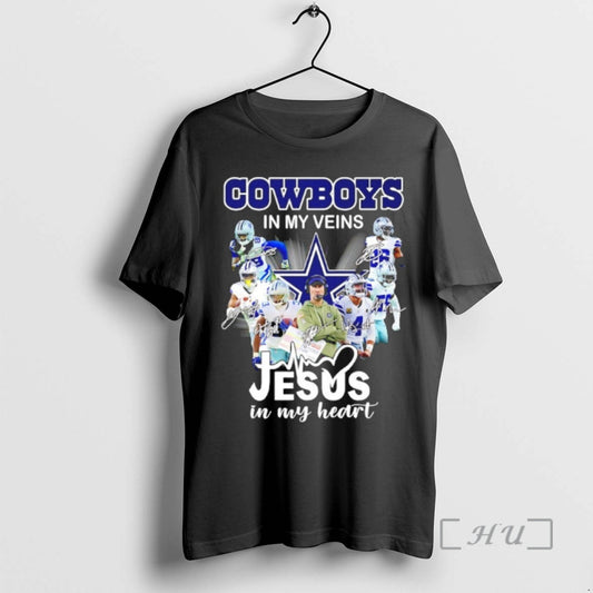 Officials Dallas Cowboys In My Veins Jesus In My Heart Player Signatures Premium T Shirts Hoodie, Sweatshirt | WearSparks.com