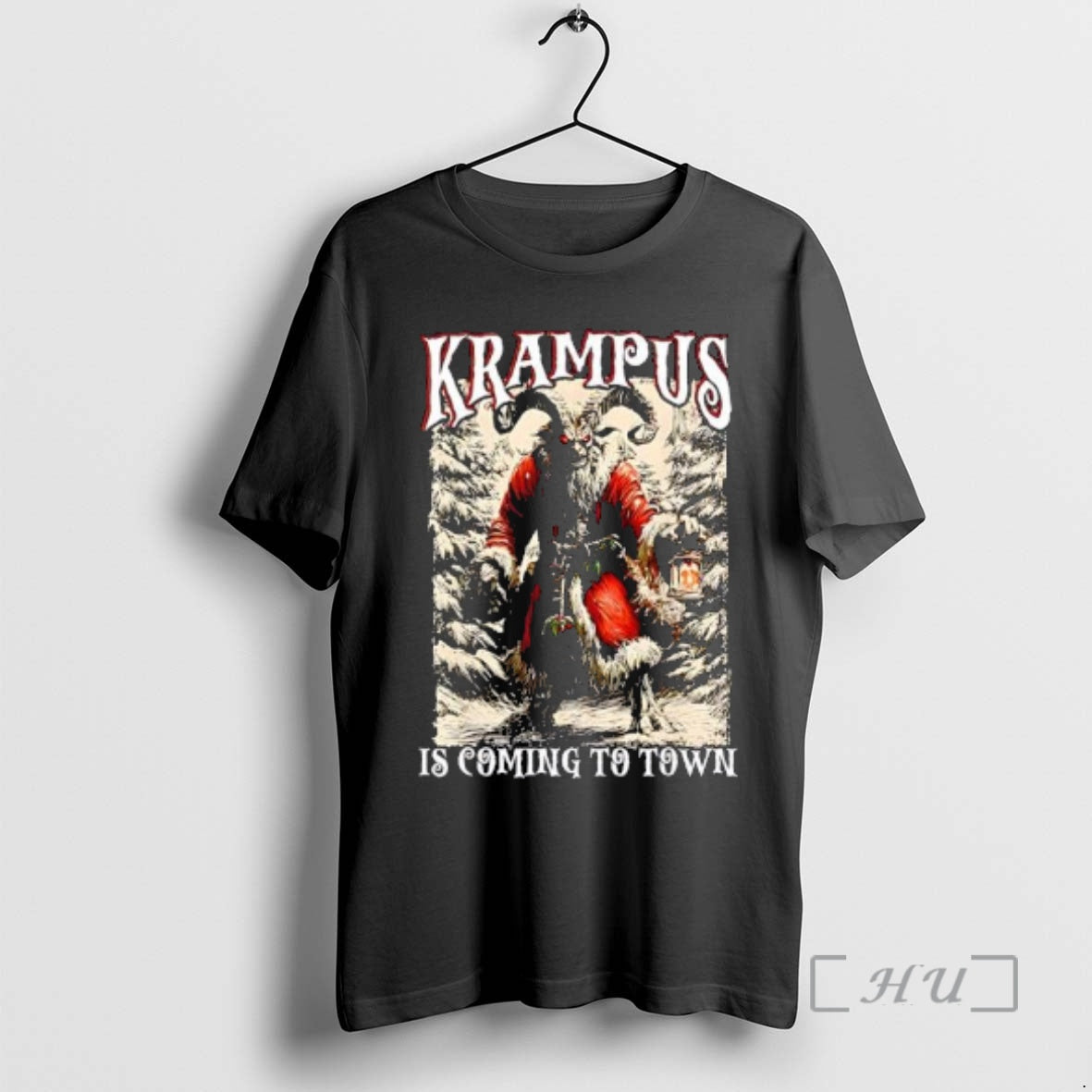 Officials Evil Krampus Wearing Santa Suit Is Coming To Town Dark Humor Christmas Premium T-Shirts, Hoodie, Sweatshirt
