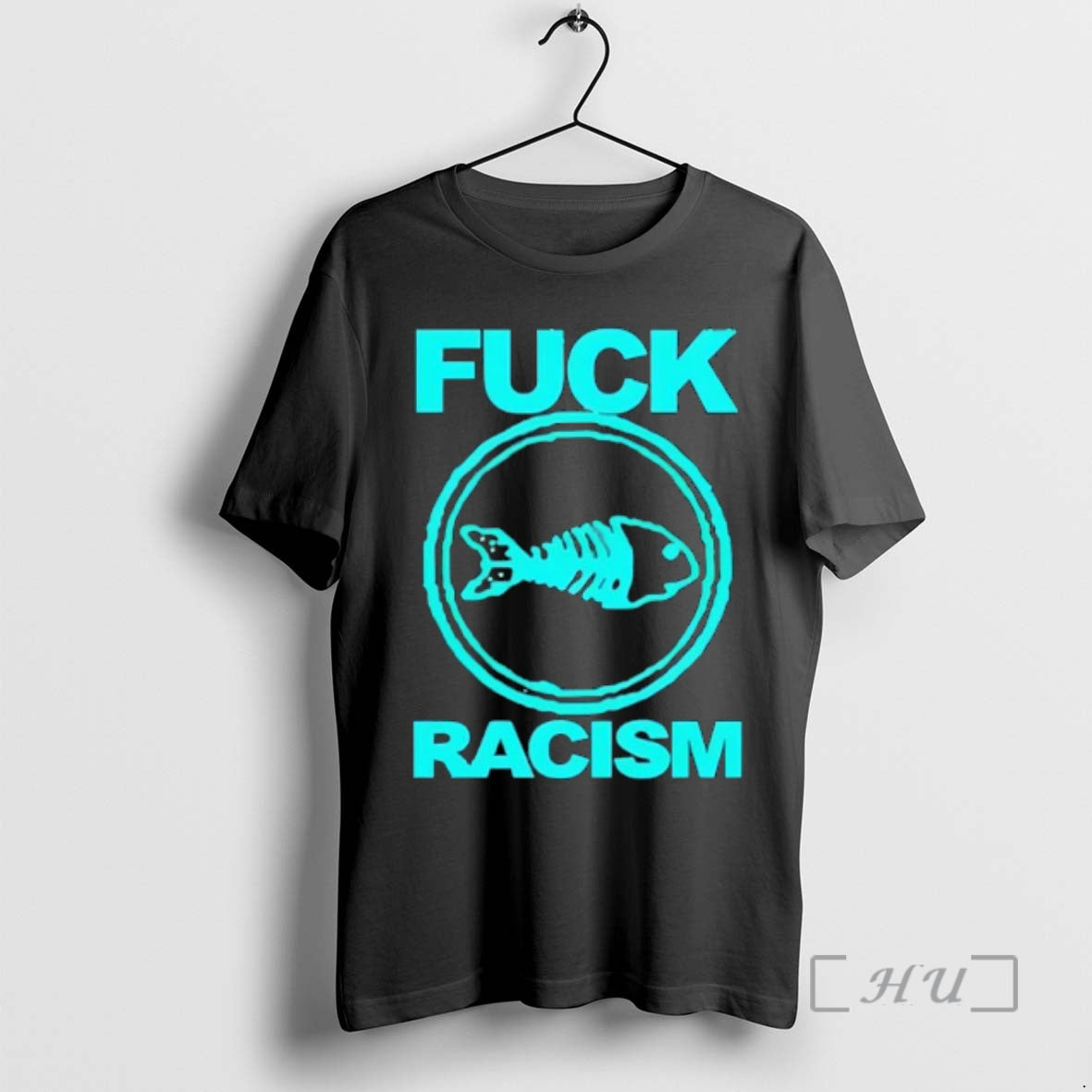 Officials Fuck Racism Fishbone Skeleton Circle