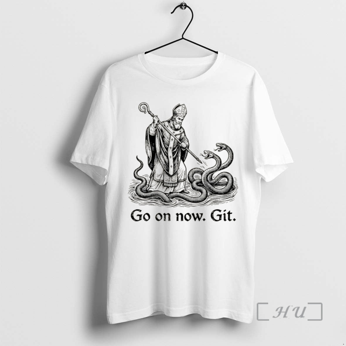 Officials Funny Catholic Saint Go On Now Git St Patrick Day 2026 Premium T Shirts