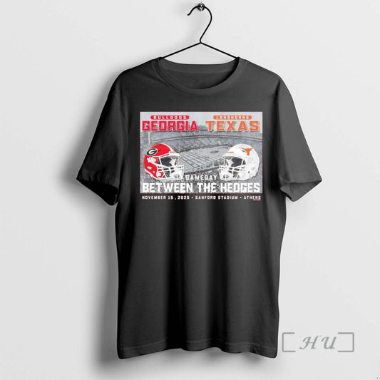 Officials Georgia Bulldogs Vs Texas Longhorns 2025 Gameday Between The Hedges Chriast Premium T Shirts Hoodie, Sweatshirt