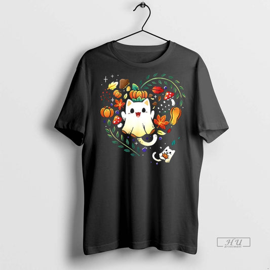 Officials Ghost Cats Leaves Pumpkins Mushrooms Love Spooky Season T Shirt Sweater