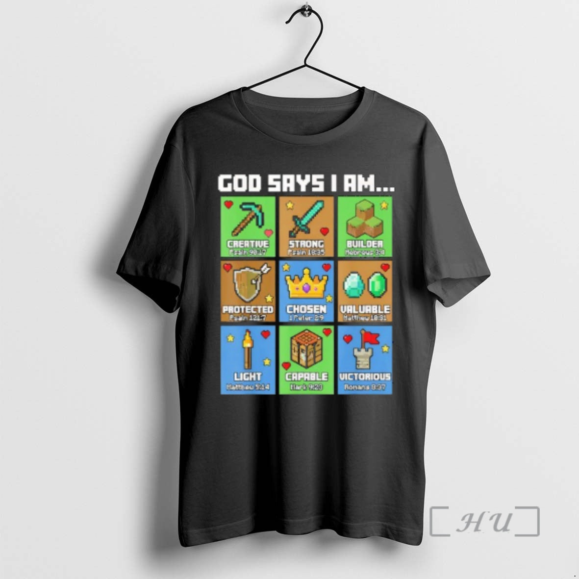 Officials God Says I Am Bible Verses Pixel Art Christian Gamer Boys Premium T Shirts Hoodie, Sweatshirt | WearSparks.com