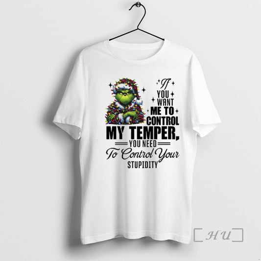 Officials Grinch Christmas Lights If You Want Me _cf_84_ce_bf Control My Temper You Need To T-Shirts, Hoodie, Sweatshirt
