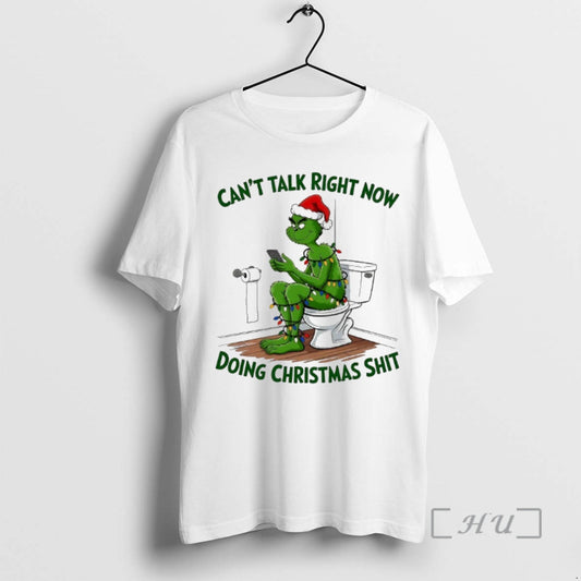 Officials Grinch On Toilet Cant Talk Right Now Doing Christmas Shit Premium T Shirts Sweater Hoodie, Sweatshirt