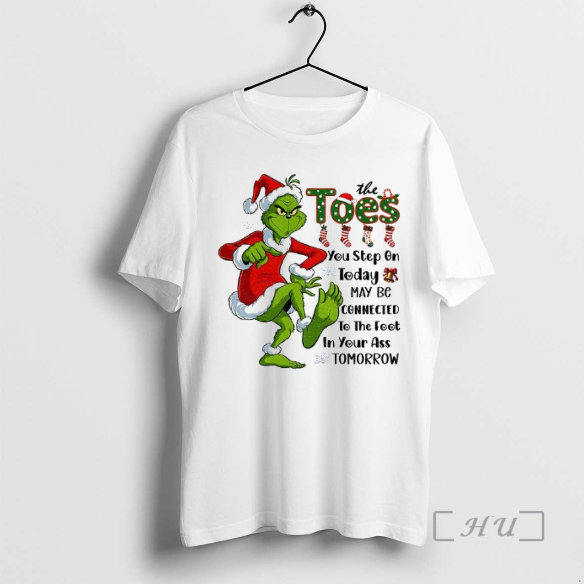 Officials Grinch Santa The Toes You Step On Today May Be Connected To The Foot T-Shirts, Hoodie, Sweatshirt | WearSparks.com
