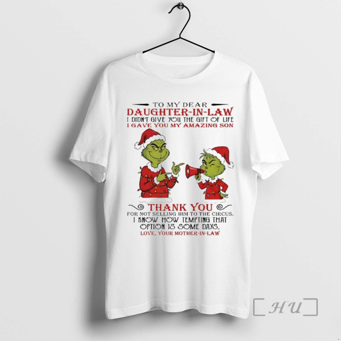 Officials Grinch To My Dear Daughter In Law Idiontgive Chirstmas 2025 Premium T Shirts Sweater Hoodie, Sweatshirt