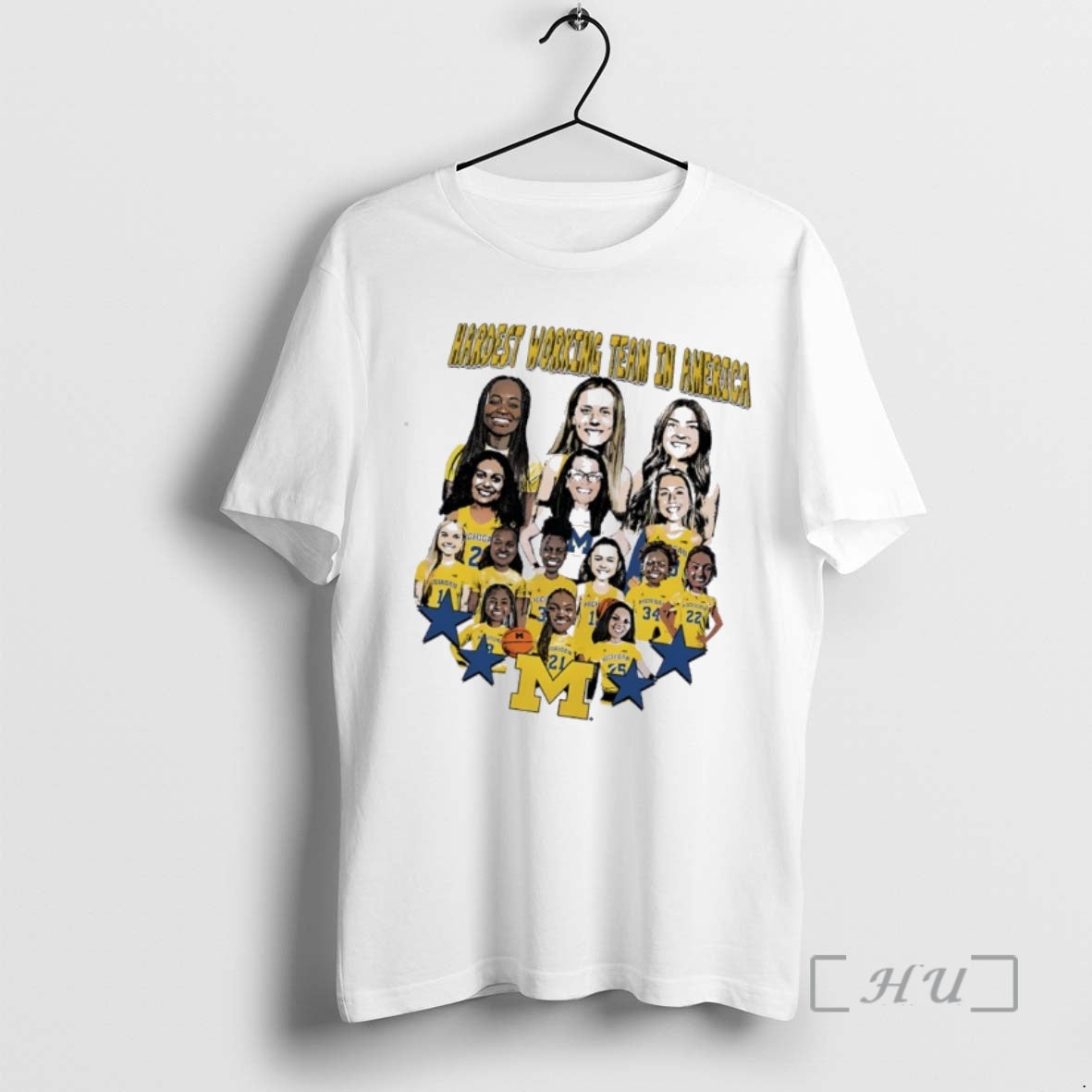 Officials Hardest Working Team In America University Of Michigan Womens Basketball Caricature Premium T Shirts
