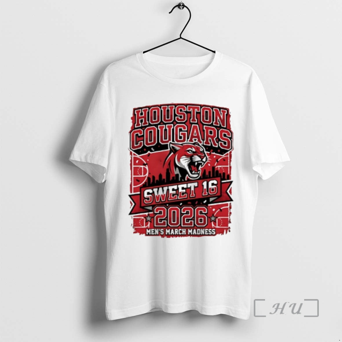Officials Houston Cougars Sweet 16 2026 Ncaa Mens March Madness City Skyline Premium T Shirts