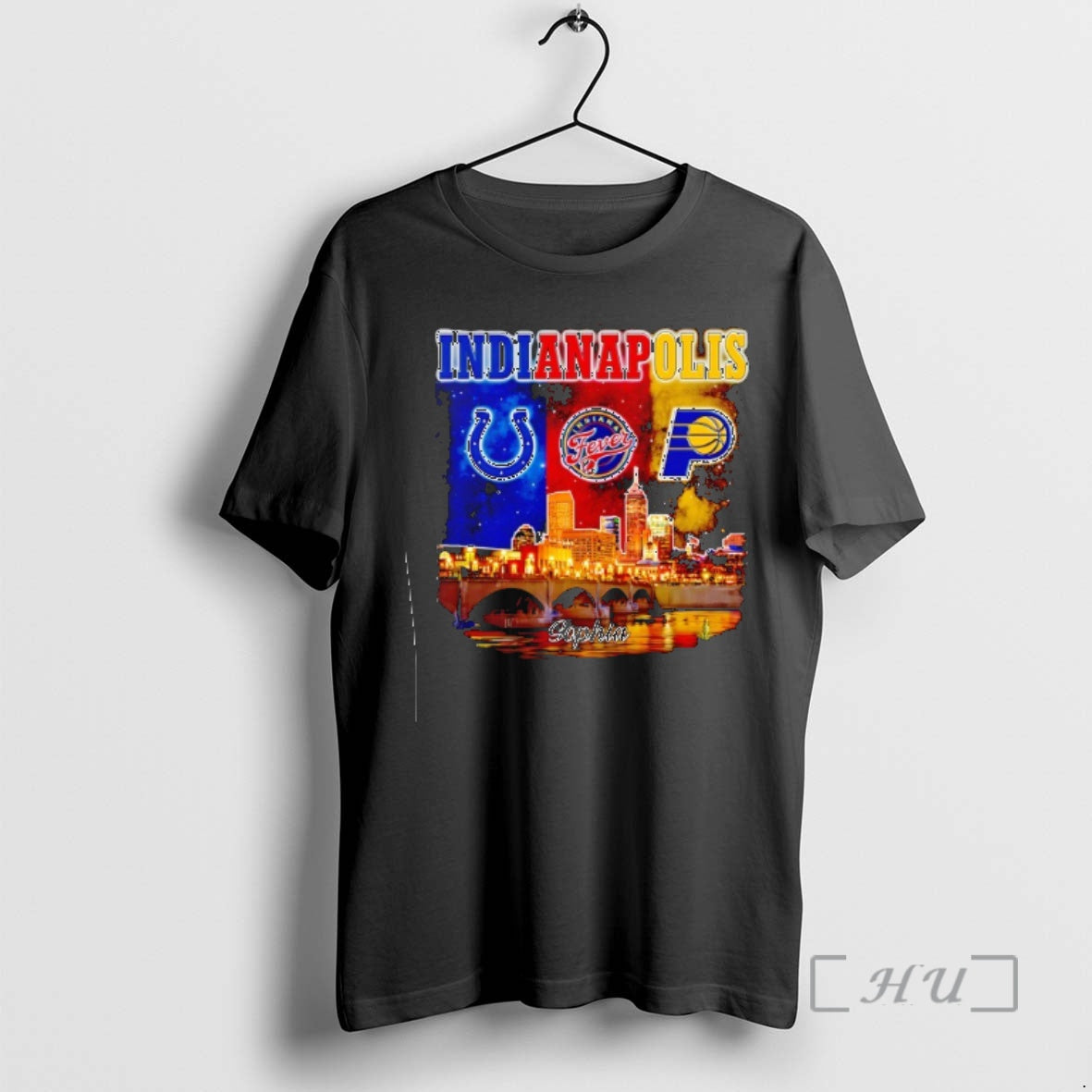 Officials Indianapolis City Skyline Indianapolis Colts Indiana Fever And Indiana Pacers Logos Premium T Shirts Hoodie,...