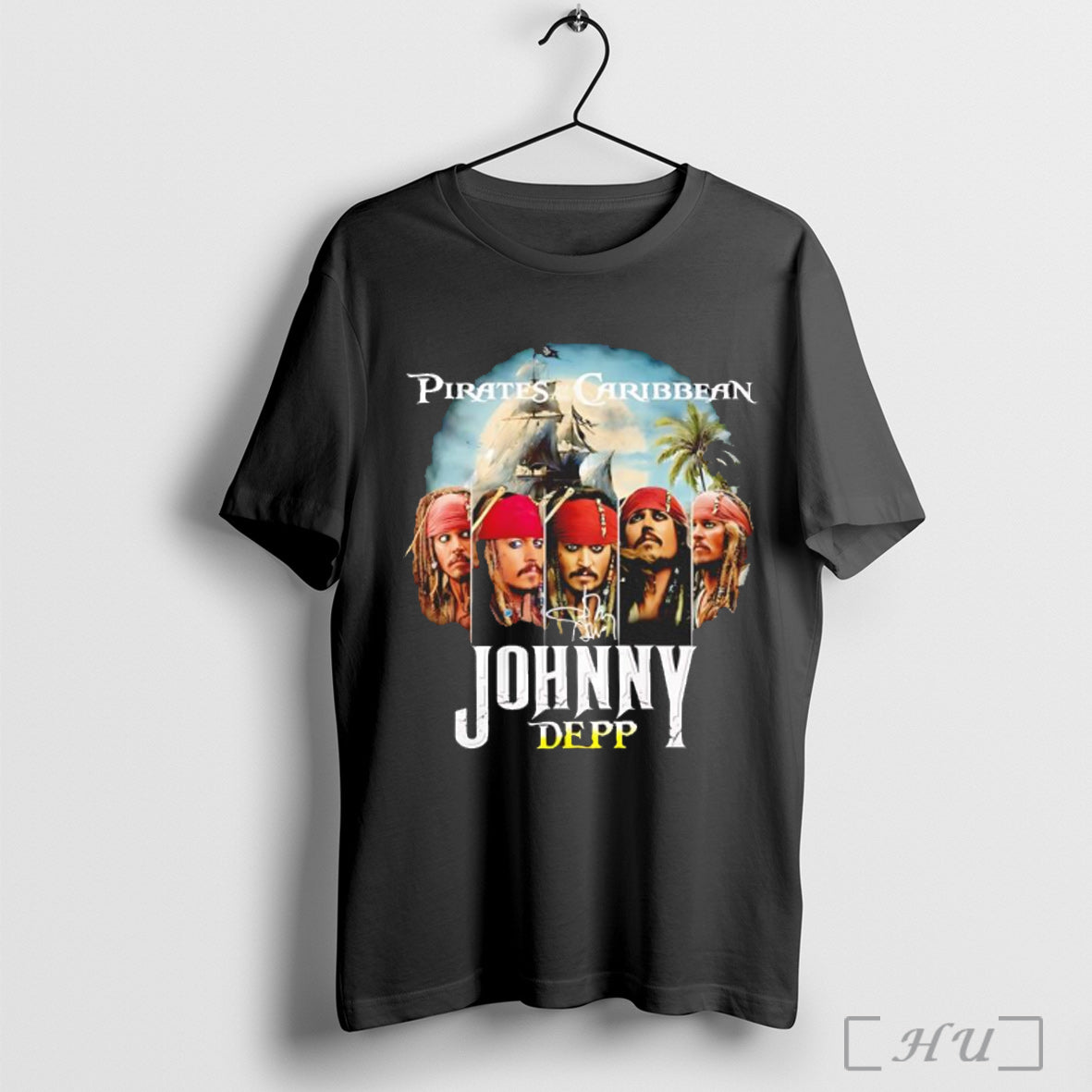 Officials Johnny Pirates Of The Caribbean Captain Jack Sparrow Signature Graphic T Shirt