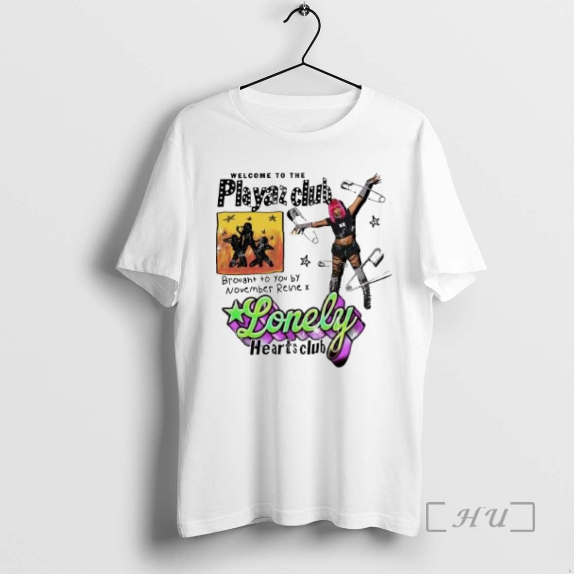Officials Lonely Hearts Club Lhc X November Reine Playaz Club Circle White Premium T Shirts Hoodie, Sweatshirt