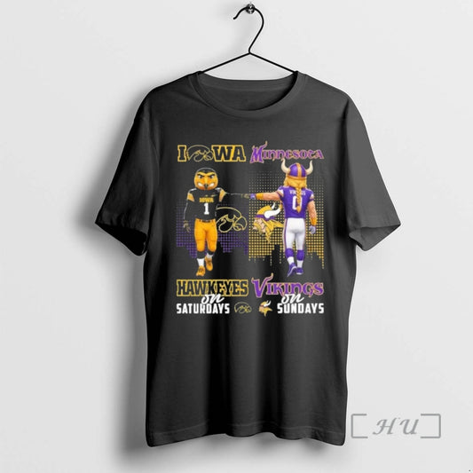 Officials Mascots Iowa Hawkeyes On Saturdays And Minnesota Vikings On Sundays Premium T Shirts Sweater