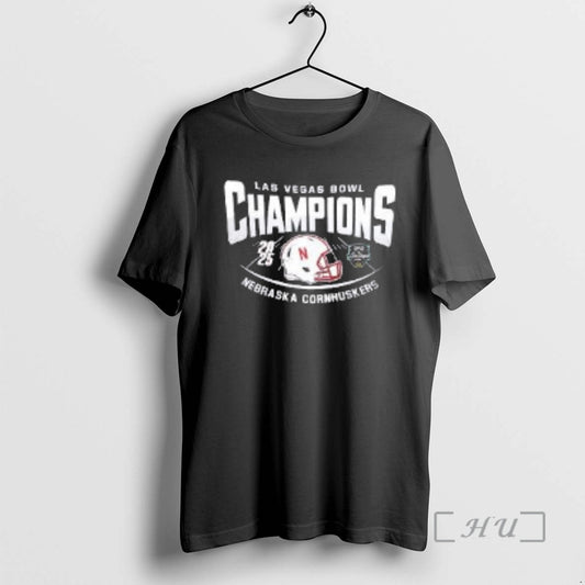 Officials Nebraska Cornhuskers 2026 Las Vegas Bowl Champions Helmet Two Sided Premium T Shirts Sweater Hoodie, Sweatshirt