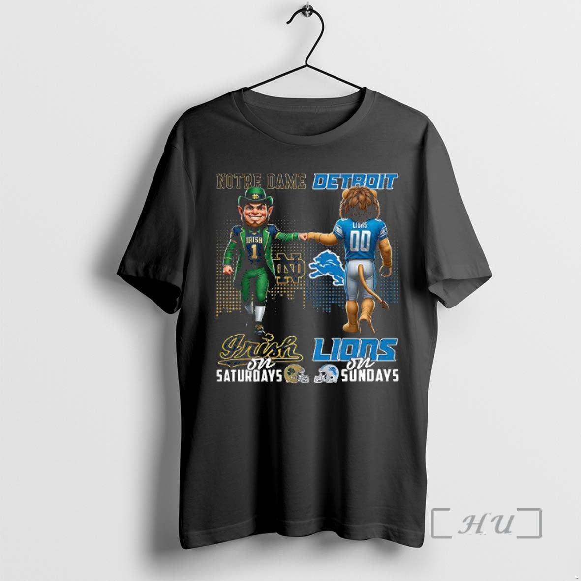 Officials Notre Dame Fighting Irish On Saturdays Vs Detroit Lions On Sundays Mascot Premium T-Shirts, Hoodie, Sweatshirt