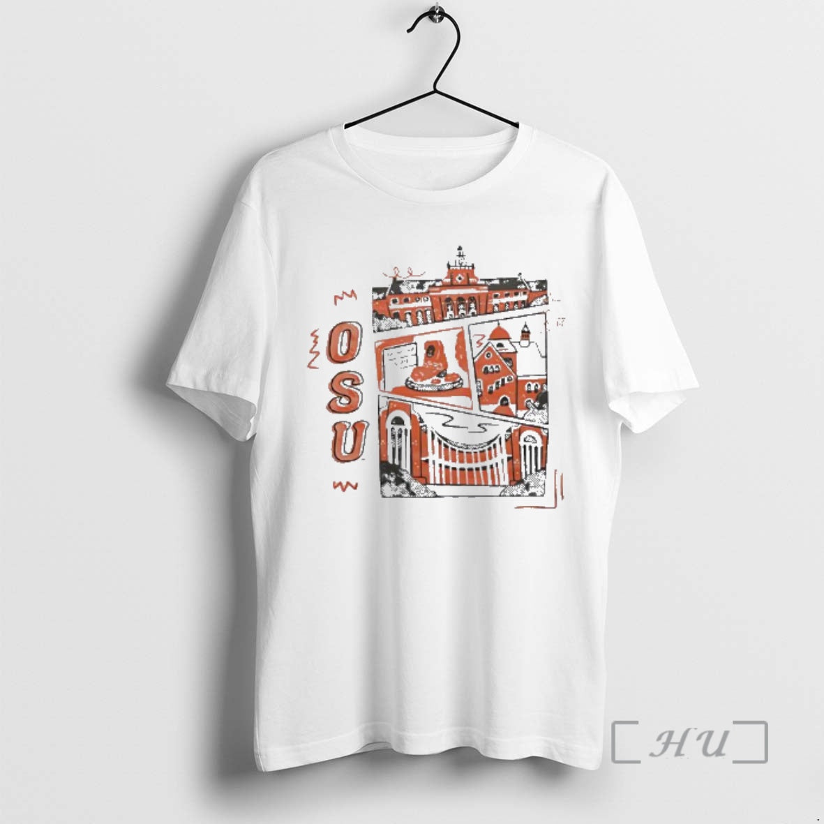 Officials Osu Oklahoma State University Edmon Low Library And Campus Buildings Sketch Premium T Shirts