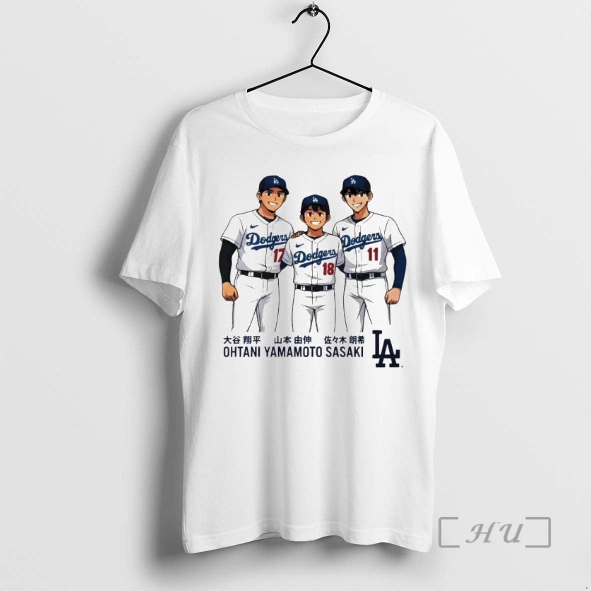 Officials Ohtani Yamamoto Sasaki Anime Los Angeles Dodger World Famous Japanese Baseball Premium T Shirts