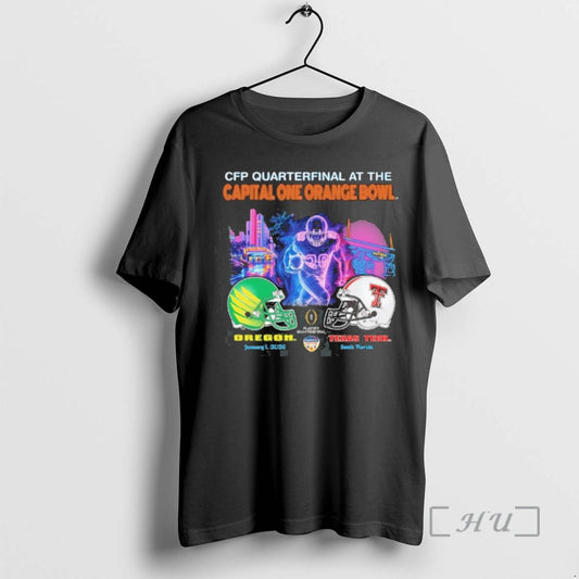 Officials Oregon Vs Texas Tech 2026 Cfp Orange Bowl Art Deco Game Premium T Shirts Hoodie, Sweatshirt | WearSparks.com