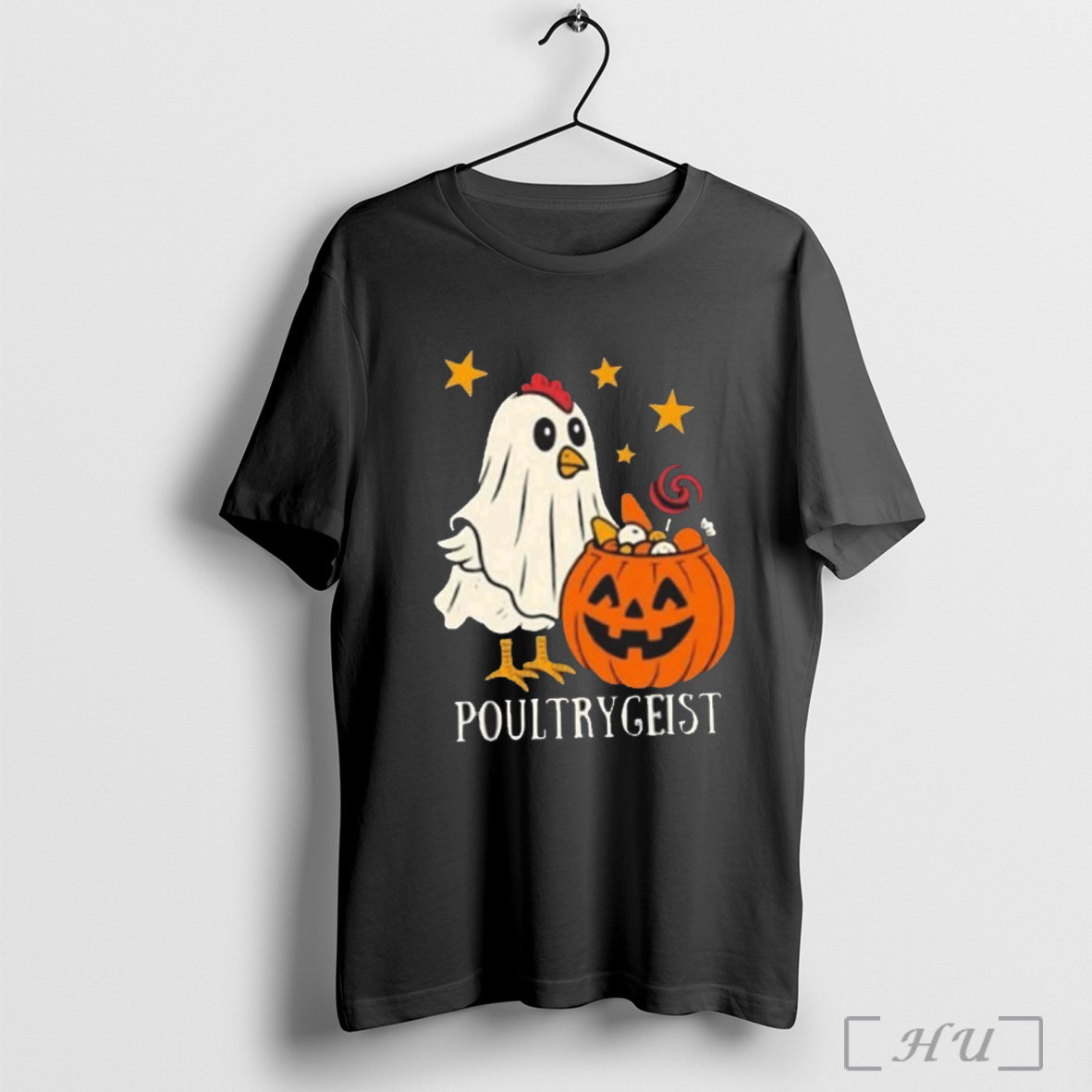 Officials Poultrygeist Halloween Chicken Ghost Costume Pumpkin T Shirt