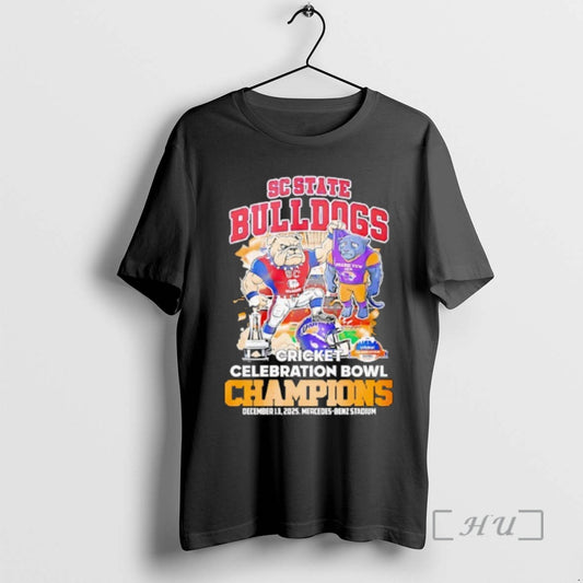 Officials Sc State Bulldogs Beat Prairie View Am 2025 Cricket Celebration Bowl Champions Mascot Premium T-Shirts, Hoodie,...