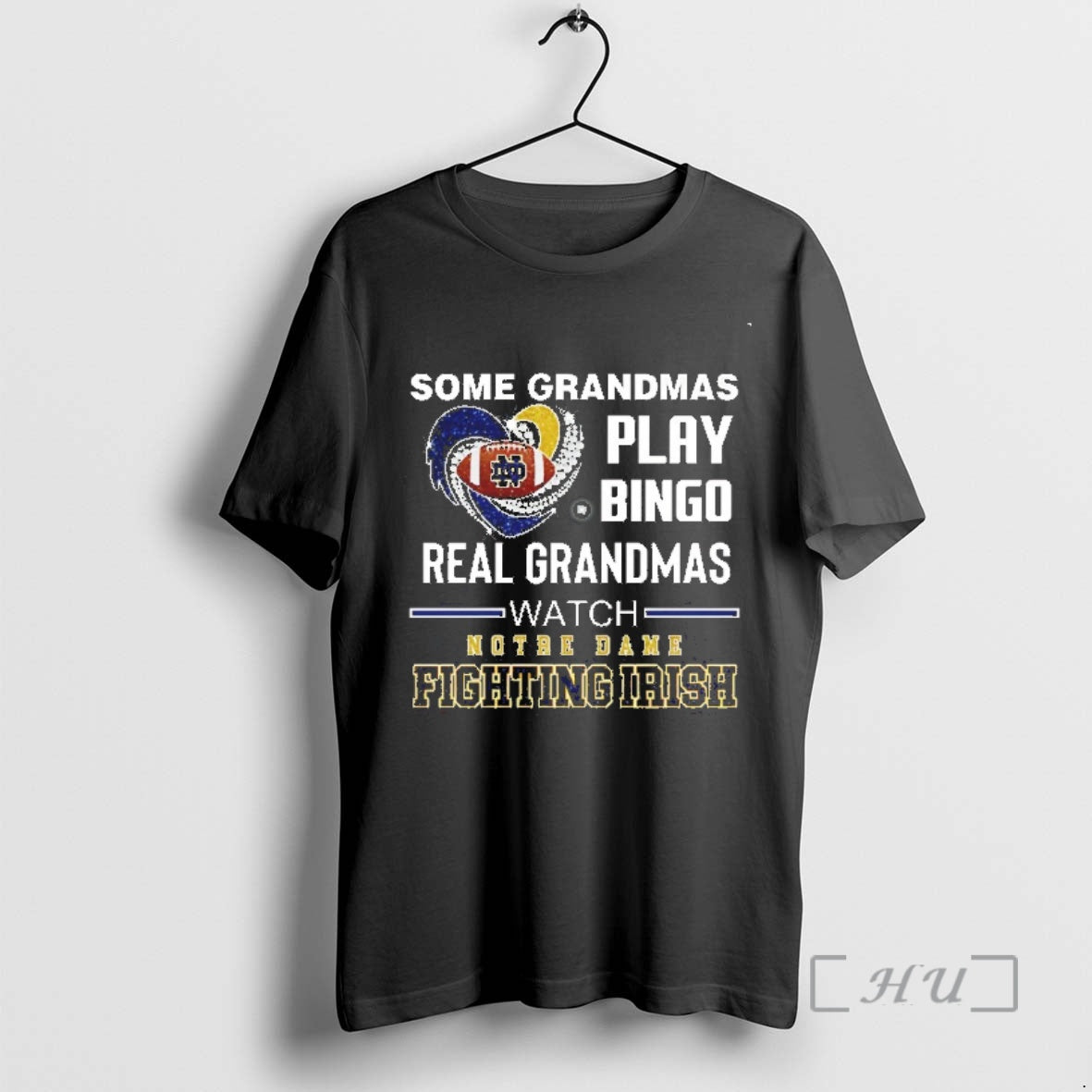 Officials Some Grandmas Play Bingo Real Grandmas Watch Notre Dame Fighting Irish Diamond Heart Premium T-Shirts, Hoodie,...