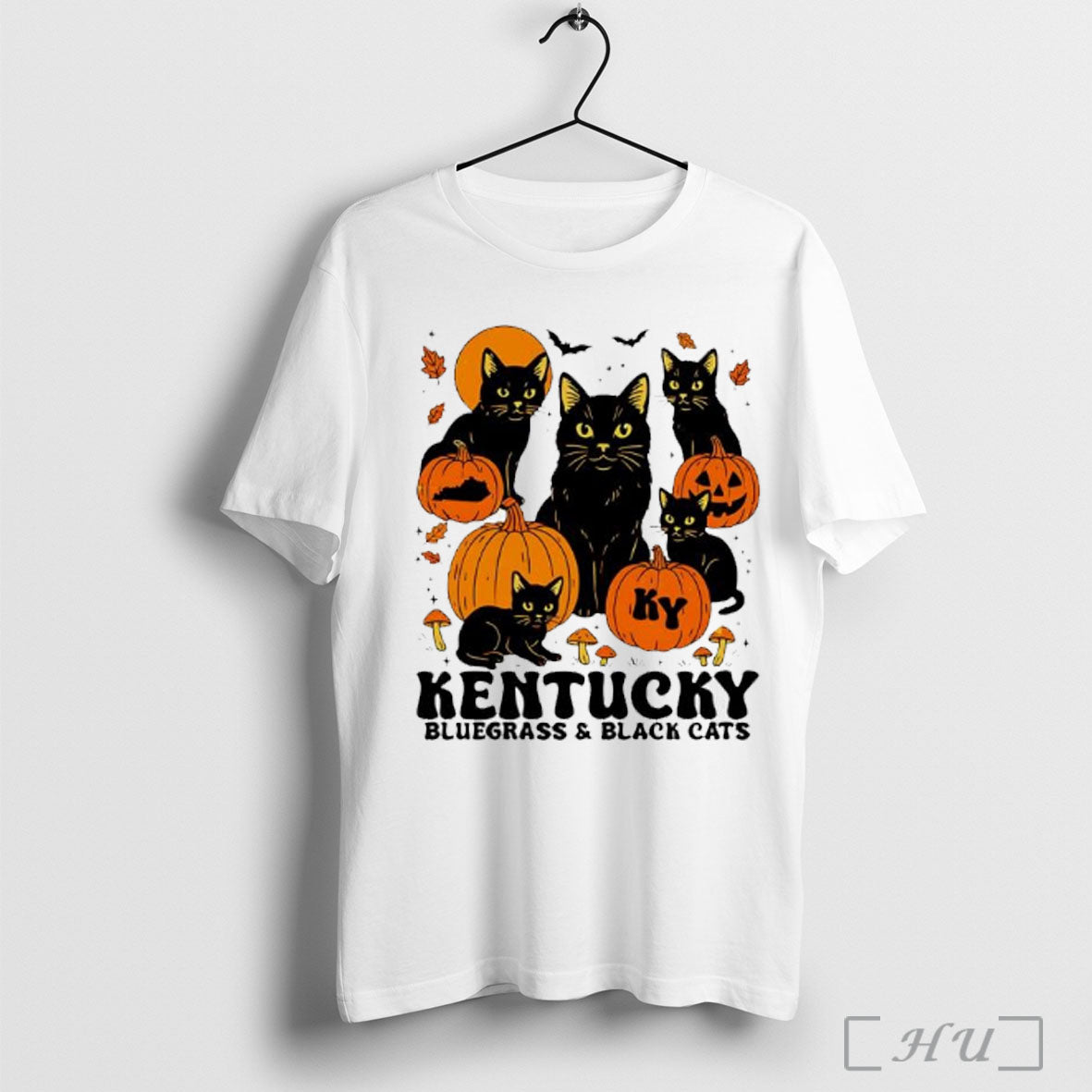 Officials The Bluegrass And Black Cats Halloween Pumpkin T Shirt