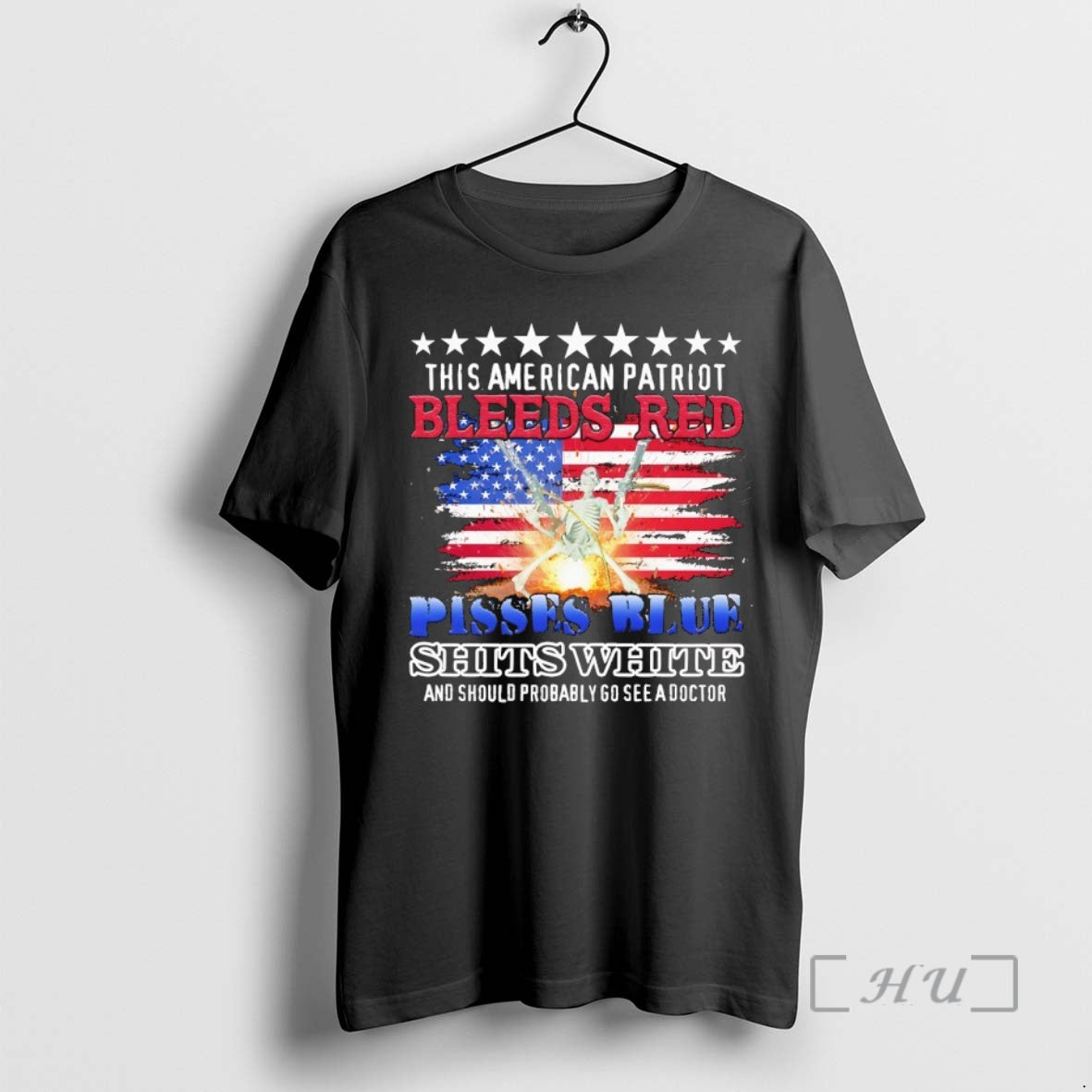 Officials This American Patriot Bleeds Red Pissed Blue Shits White T-Shirts, Hoodie, Sweatshirt | WearSparks.com