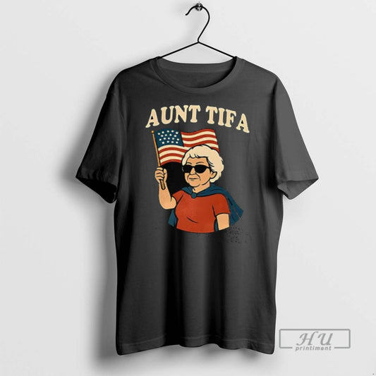 Officials Trending Aunt Tifa Usa Flag T Shirt