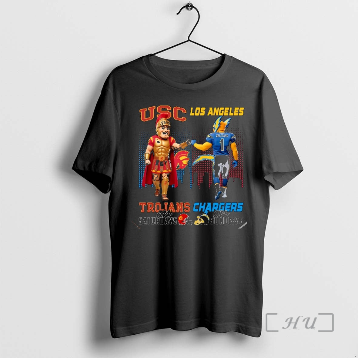 Officials Usc Trojans On Saturdays Vs Los Angeles Chargers On Sundays Mascot Skyline Christmas Premium T-Shirts, Hoodie,...