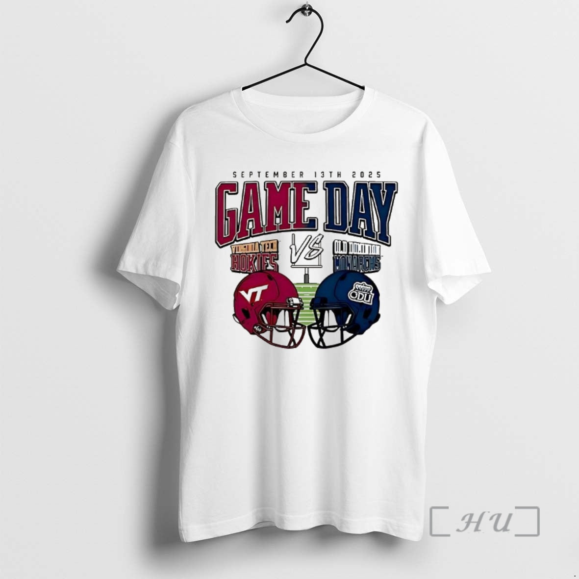 Officials Virginia Tech Hokies Vs Old Dominion Monarchs Game Day 2025 Helmet Premium T Shirts Hoodie, Sweatshirt