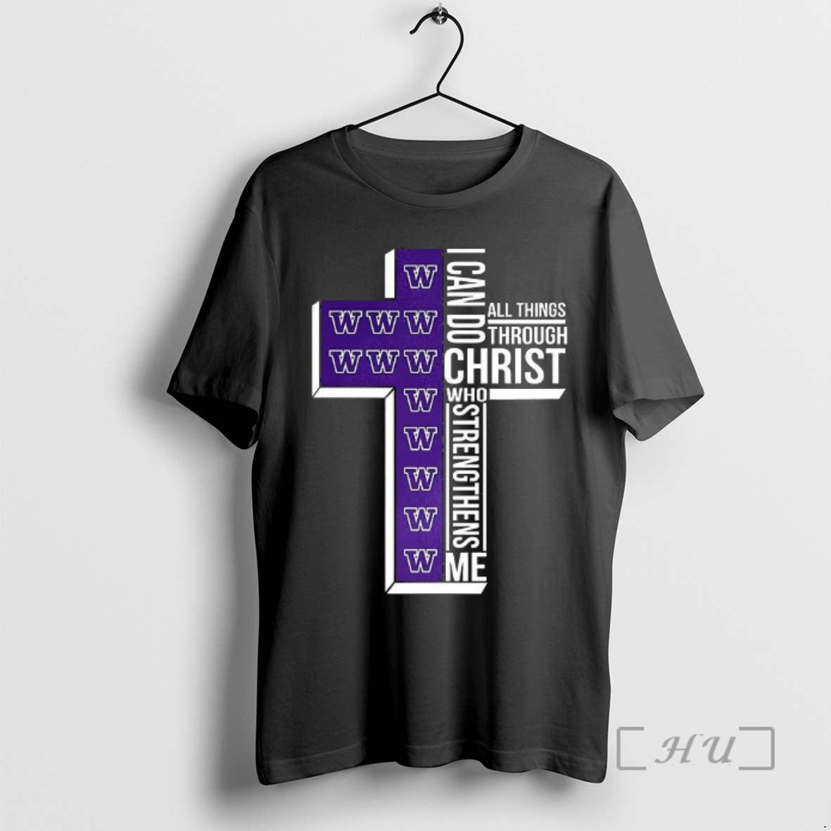 Officials Washington Huskies Ncaa I Can Do All Things Through Christ Who Strengthens Me Cross T-Shirts, Hoodie, Sweatshirt