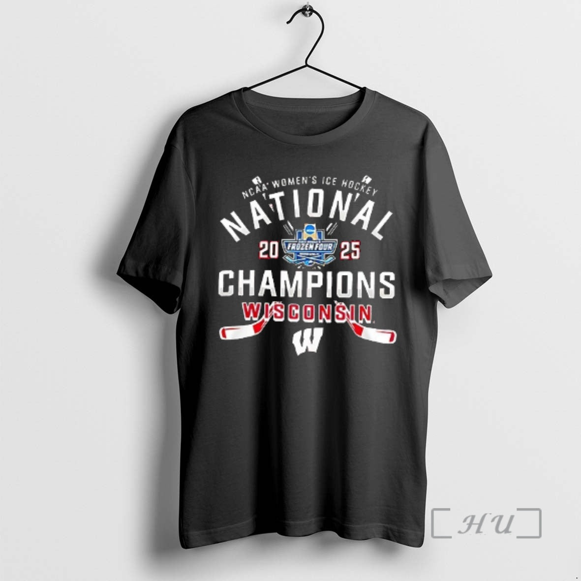 Officials Wisconsin Badgers Hockey National Champions Team Graphic Double Sided Graphic Premium T Shirts Sweater Hoodie,...
