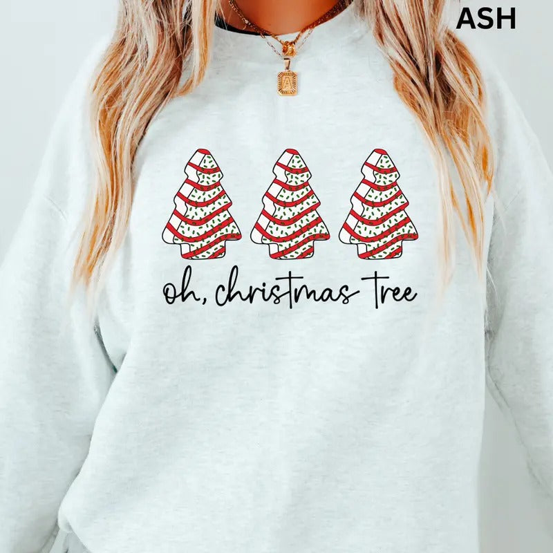 Oh Christmas Tree Cake Crewneck, Christmas Tree Cake Winter Sweatshirt, Debbie Cakes Christmas treeHoliday Christmas...