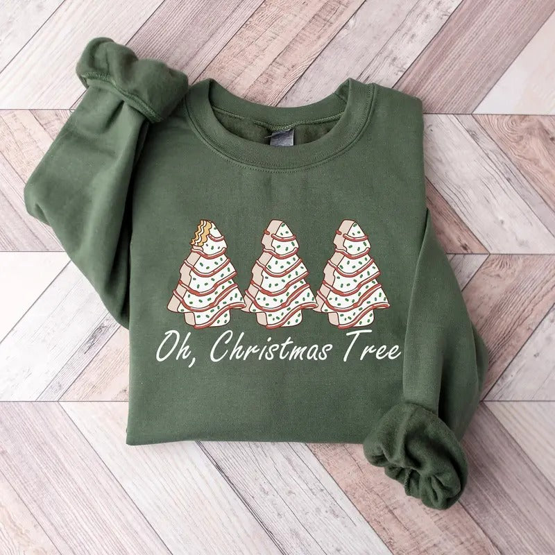 Oh Christmas Tree Sweatshirt, Christmas Cake Sweatshirt, Christmas Tree Cake Crewneck, Merry And Bright Christmas Tree...