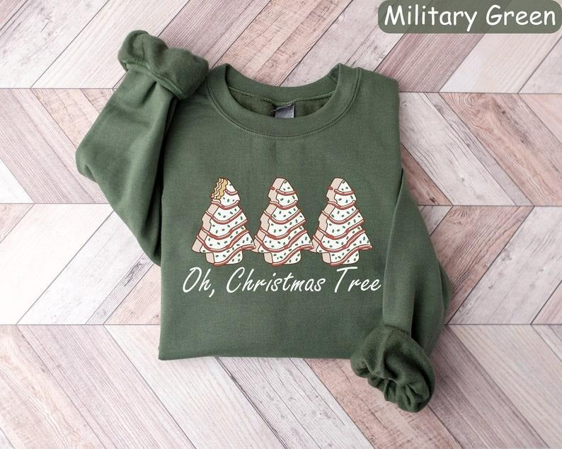 Oh Christmas Tree Sweatshirt, Christmas Cake Sweatshirt, Merry And Bright Christmas Tree Sweatshirt, Womens Merry...