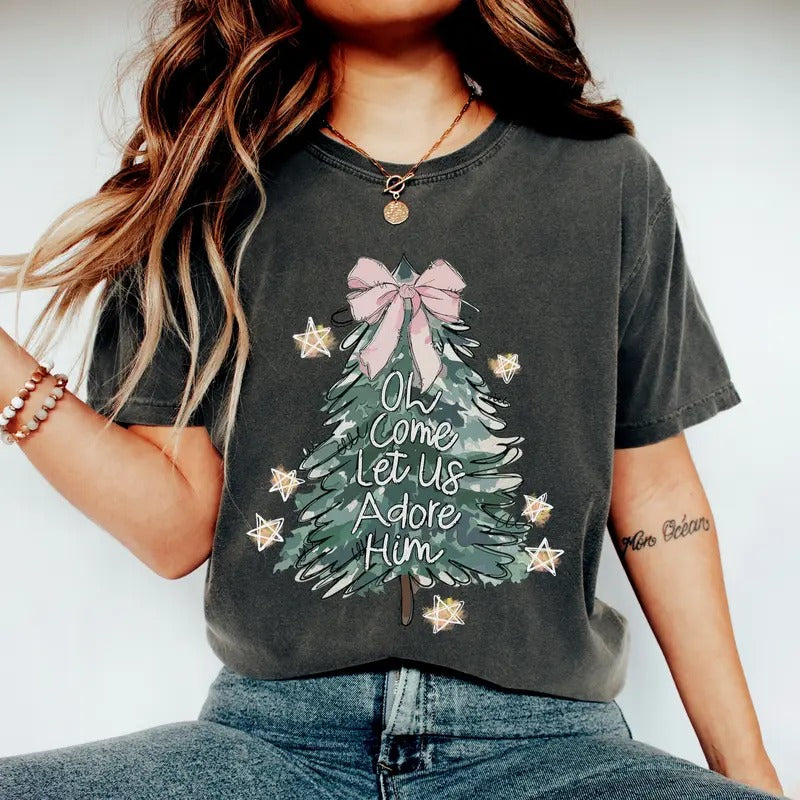Oh Come Let Us Adore Him Shirt, Religious Christmas Shirt, Christian Christmas Sweatshirt, Nativity Xmas Shirt, Love Like...