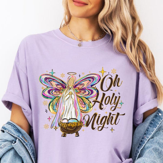 Oh Holy Night Shirt~ Unisex Apparel Relaxed Fit Printed In The USA Clothing Womenswear Casual Comfort Cotton Top Athletic...