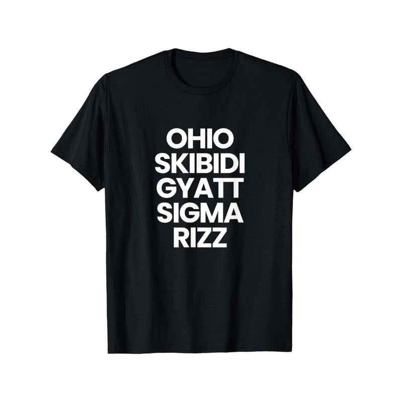 Ohio Skibidi Giatt Sigma Ritz Casual T-Shirt for Men - Cotton Blend, Crew Neck, All-Season, Regular Fit, Slight Stretch,...