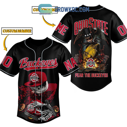 Ohio State Fear The Buckeyes Jack Skellington Halloween Personalized Baseball Jersey