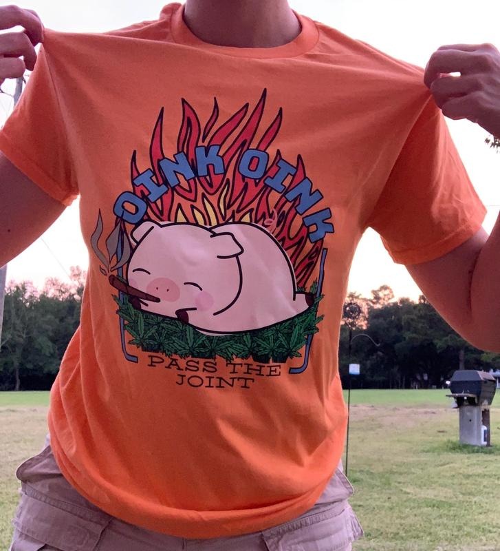 Oink Oink Pass The Joint Graphic Tee Cute Funny Pig Farmer Stoner Gifts For Him  Shirt 420 Tshirt   Pot Head Festival...